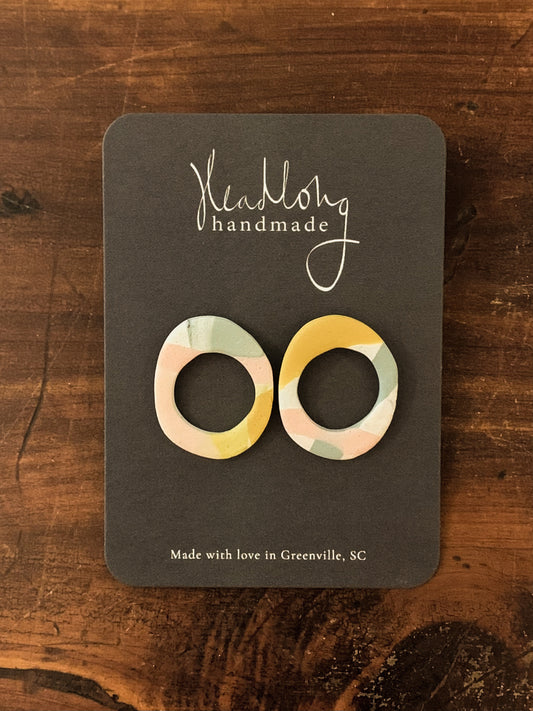 Small Multicolored Hoop Studs